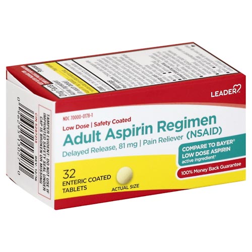 Image for Leader Aspirin Regimen, Adult, Enteric Coated Tablets,32ea from EAGLE LAKE DRUG STORE