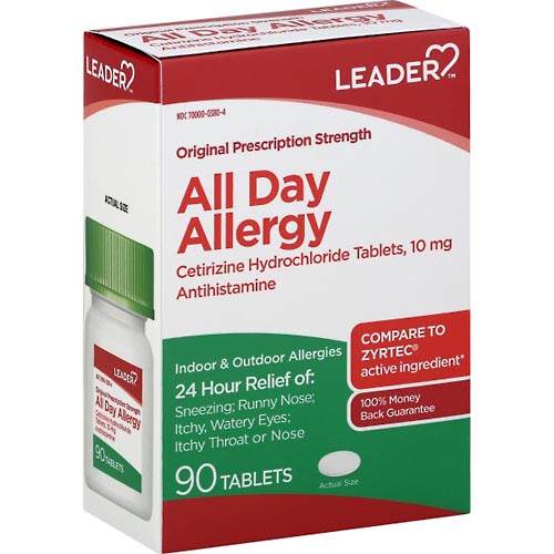 Image for Leader All Day Allergy Relief, 24 Hr,Original, Tablet,90ea from EAGLE LAKE DRUG STORE