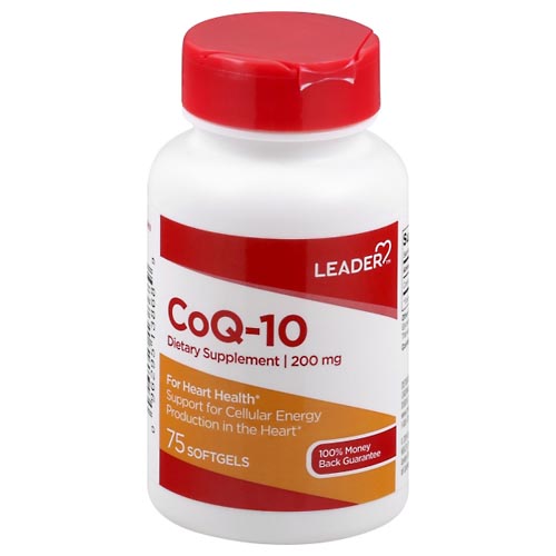 Image for Leader CoQ-10, 200 mg, Softgels,75ea from EAGLE LAKE DRUG STORE